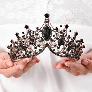 Aceorna Baroque Costume Crown Hair Accessories for Women (Gorgeous Black)